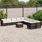 vidaXL Loungegrupp för trädgården m. dynor 11 delar konstrotting svart 3262052