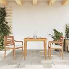 vidaXL Matgrupp för trädgården med vita dynor 3 delar massiv teak 3155978