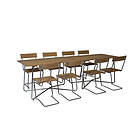 Grythyttan Stålmöbler B25 matgrupp Oljad ek/galvat 8 stolar & 2 bord 120 x 70 cm