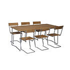 Grythyttan Stålmöbler B31 matgrupp Teak/galvat 6 stolar & bord 170 x 92 cm