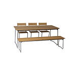 Grythyttan Stålmöbler B31 matgrupp Oljad ek/galvat 3 stolar, bänk 170 cm & bord 170 x 92 cm