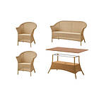 Cane-Line Lansing matgrupp Teak/Natur 2-sitssoffa, 2 fåtöljer & bord 180 x 100 cm