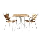 Cinas Ellen cafégrupp Vit med teak 2 stolar & bord 80 cm