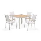 Lifestyle Garden Portals matgrupp Teak/vit 4 stolar & bord 95x95 cm