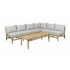 Sunzo Hampton soffgrupp Teak med beige dyna 3-sitsmodul, 2-sitsmodul, hörn & bord 130x90 cm