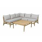 Sunzo Hampton soffgrupp Teak med beige dyna 2 st 2-sitsmoduler, hörn & bord 90x90 cm