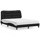 vidaXL Säng med madrass svart och vit 120x200 cm konstläder 3208715
