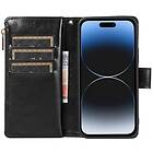 CaseOnline Dubbelflip Zipper 9-kort Apple iPhone 15 Plus Svart