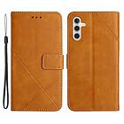 Skalo Samsung A34 5G Embossed Plånboksfodral i PU-Läder Ljusbrun