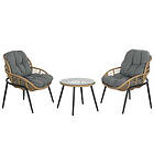 DKD Home Decor Set med bord och 2 fåtöljer 55 x 55 x 47 cm
