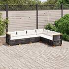 vidaXL Loungegrupp med dynor 6 delar svart konstrotting 3261860