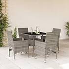 vidaXL Matgrupp för trädgården med dynor 5 delar grå konstrotting&glas 3278606