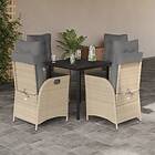 vidaXL Matgrupp för trädgården med dynor 5 delar beige konstrotting 3213266
