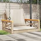 vidaXL Gungbänk med dynor beige 63x62x40 cm konstrotting 368175