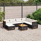 vidaXL Loungegrupp för trädgården med dynor 8 delar svart konstrotting 3261944