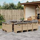 vidaXL Matgrupp för trädgården med dynor 13delar mixbeige konstrotting 3277811