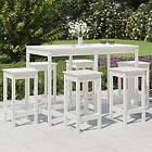 vidaXL Barmöbler för trädgården 7 delar vit massiv furu 3154756