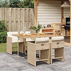 vidaXL Matgrupp för trädgården med dynor 5 delar beige konstrotting 3277851