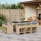 vidaXL Matgrupp för trädgården med dynor 11delar mixbeige konstrotting 3277979