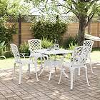 vidaXL Matgrupp för trädgården 5 delar gjuten aluminium vit 3216351