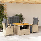vidaXL Soffgrupp för trädgården med dynor 4 delar beige konstrotting 3277489