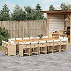 vidaXL Matgrupp för trädgården med dynor 17 delar beige konstrotting 3278019