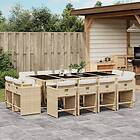 vidaXL Matgrupp för trädgården med dynor 13 delar beige konstrotting 3277989