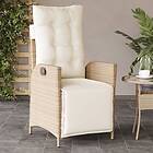 vidaXL Justerbar trädgårdsstol med fotstöd beige konstrotting 365284
