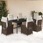 vidaXL Matgrupp för trädgården 7 delar brun konstrotting 3213418