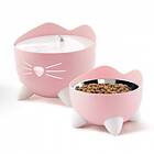 Catit Pixi Combo Kit Vattenfontän & Upphöjd Matskål Rosa
