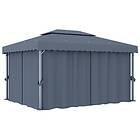 vidaXL Paviljong med draperi 4x3 m antracit aluminium 3053376