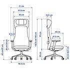 IKEA GRÖNFJÄLL kontorsstol med arm-/nackstöd Testad för: 110kg