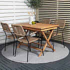 Venture Home Matgrupp Kenya med 4 Lindos Karmstolar Dining Table 120*70*H75 Teak+Lindos Armchair Bla GR22598