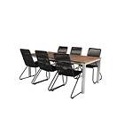 Venture Home Matgrupp Zacharias 200 med 6 Berfin Karmstolar Zenia Bord200*100-Acacia/Zink+Bois stol-svartt rep/Acacia6 GR18761