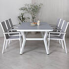 Venture Home Matgrupp Virya 160x90 med 6 Parma Matstolar Dining Table White Alu Grey Glass big table+Parm GR21544