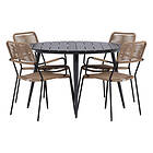 Venture Home Matgrupp Break Ø120 med 4 Lindos Karmstolar Dining Table Round- Black Alu Aintwood GR22646