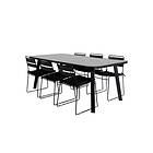 Venture Home Matgrupp Olle med 6 Legi Matstolar Paola Dining Table Black Steel Nature Wicker 200*100+L GR21565