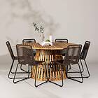 Venture Home Trädgårdsgrupp Tucumán med 6 Lindos Stolar Table Acacia ø120 +Lindos Diningchair Aluminium Black _6 GR24315