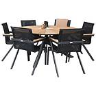 Venture Home Matgrupp Meya Ø 140 med 6 Stolar Mexico bord140-Svart/Teak+Mexicost