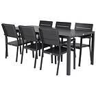 Venture Home Matgrupp Bront 205 med 6 Lova Stolar Break bord-205*90-Svart Alu/Svart+Level stolSvart GR18253