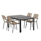 Venture Home Matgrupp Togo cm med 4 Lindos Stolar Armstöd Dining Table- Black Teak Allu _1 GR22760