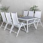 Venture Home Matgrupp Virya 160x90 med 6 Albany Positionsstolar Dining Table White Alu Grey Glass big table+Alba GR21542