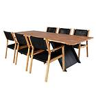 Venture Home Matgrupp Doni med 6 Lumi Matstolar Doory Dining Table black steel acacia top in teak look GR21385