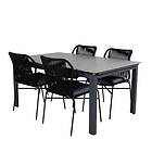 Venture Home Matgrupp Lova med 4 Jefferson Stapelbara Matstolar Levels Table 160/240 Black/Grey+Julian Dining Chair GR21641