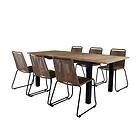 Venture Home Matgrupp Perla med 6 Leon Stapelbara Matstolar Panama Table 152/210 Black/Teak+Lindos Stacking Chair Bl GR21745
