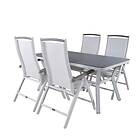 Venture Home Matgrupp Vyn med 4 Arz Matstolar Vit Virya Dining Table White Alu Grey Glass small table+Al GR21509