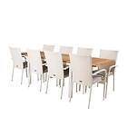 Venture Home Matgrupp Perla med 8 Asta Stolar Panama Dining Table 160/240*90 White Alu Teak+Anna Arm C GR18960