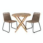 Venture Home Cafégrupp Cane med 2 Lindos Stolar table ø90cm Bamboo+Lindos Stacking Chair Black GR21180