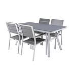 Venture Home Matgrupp Vyn med 4 Lede Stapelbara Matstolar Virya Dining Table White Alu Grey Glass small table+Le GR21506