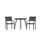 Venture Home Matgrupp Break med 2 Santorini Stolar Dining Table Round- Black Alu Aintwood GR22661